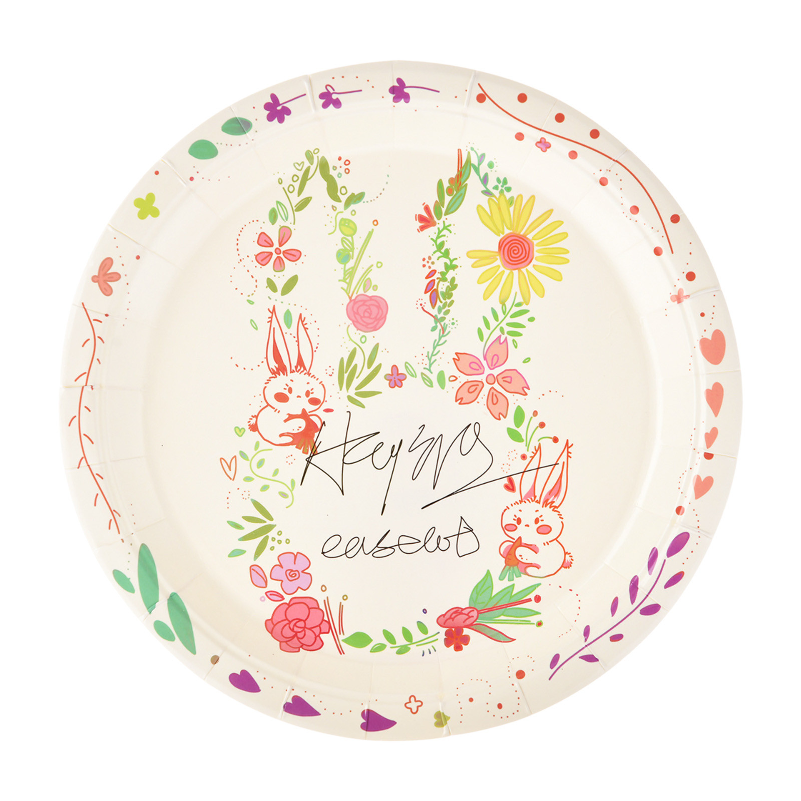 SLYNSHome Clearance - 10 Pcs - Easter Bunny Paper Plates Decorations - 8.8 inch - Cute Rabbit Disposable Dinner Plates for Easter Home Party Camping